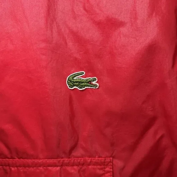 Vintage Izod Lacoste Half Zip Hooded Windbreaker Jacket Mens Medium Red Nylon - Picture 5 of 11